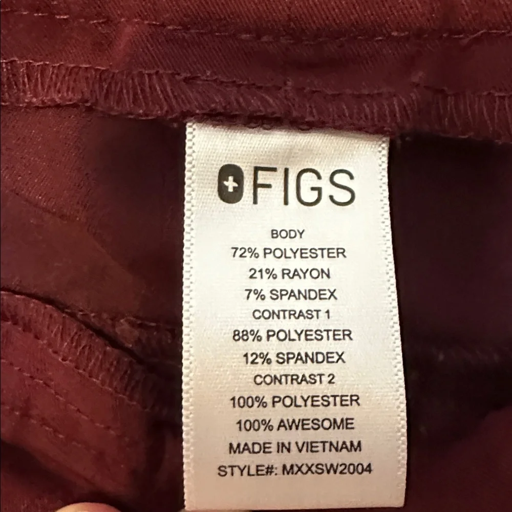 Figs Mens Large Tansen Jogger Scrub Pants Elastic Waist Drawcord Burgundy Medium